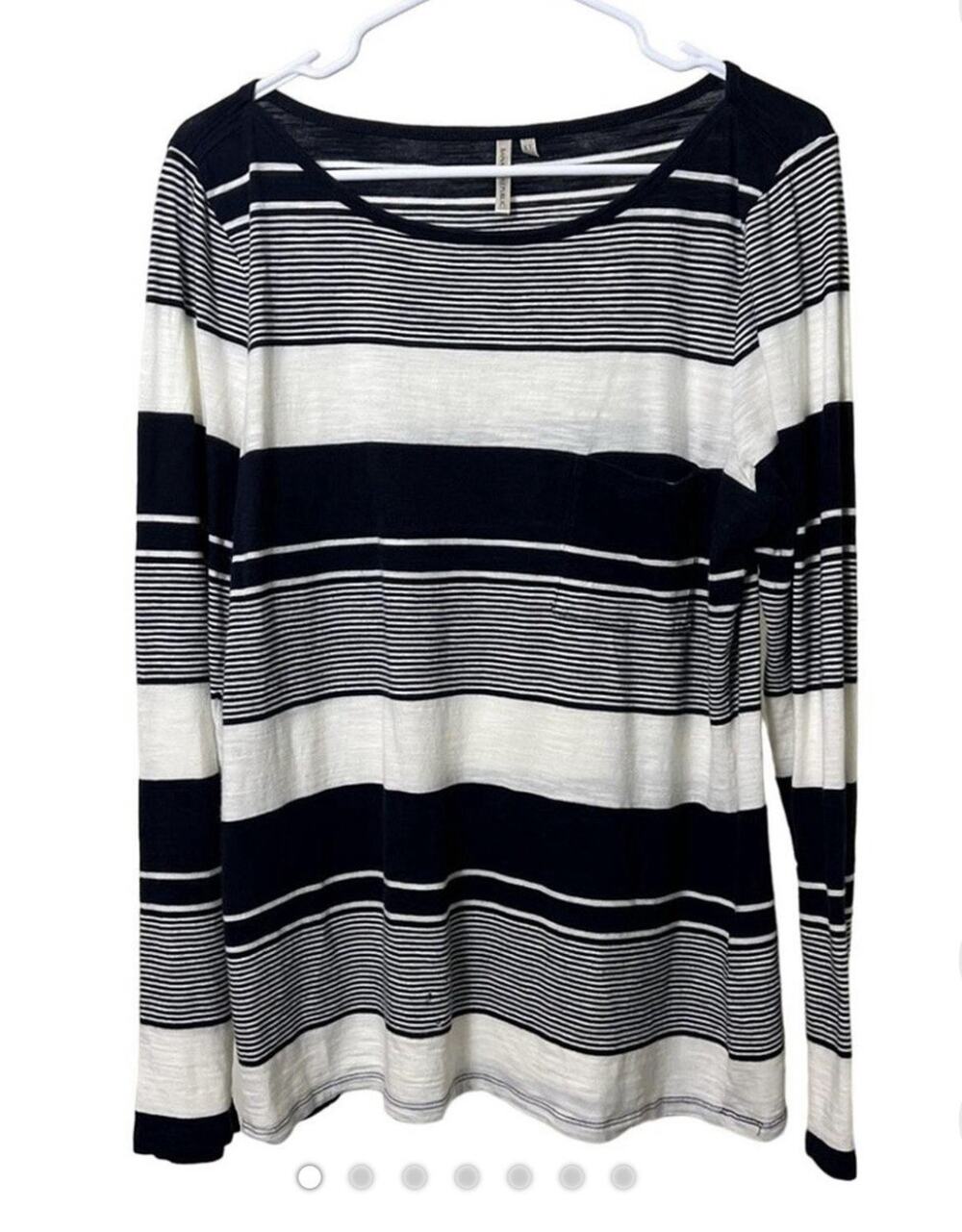 Banana Republic Pocket Tee Womens XL Blue White Striped Light Boatneck Top